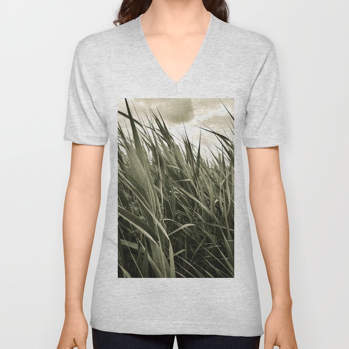 Warm vintage cattail field V Neck T Shirt