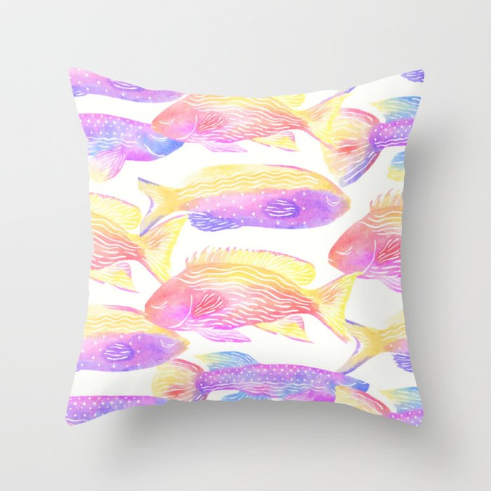 My Luminous Fishies Throw Pillow