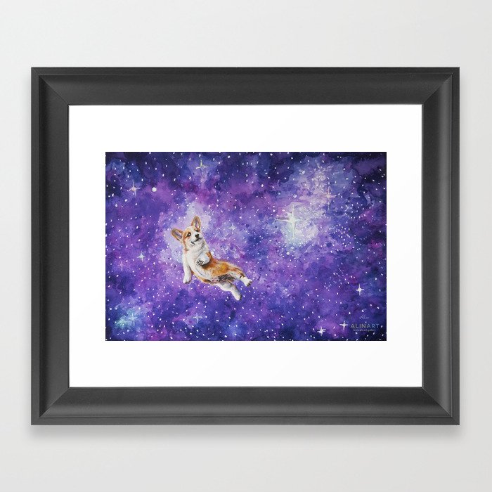 Space Corgi Framed Art Print