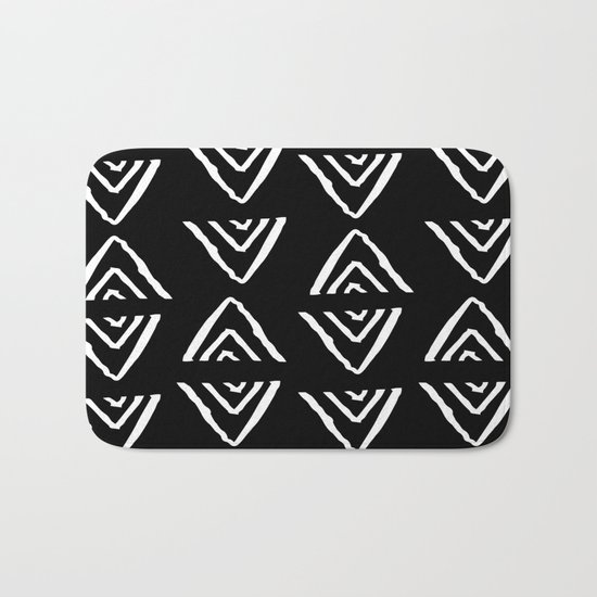mudcloth 16 minimal textured black and white pattern home decor minimalist beach Bath Mat