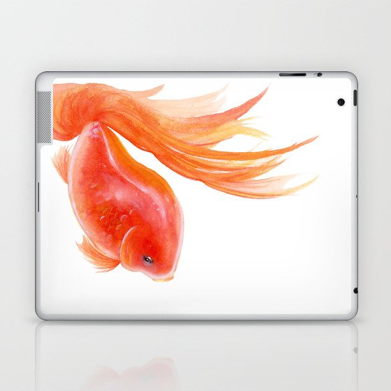 Goldfish , Gold Fish, Yellow Goldfish , watercolor painting by Suisai Genki Laptop & iPad Skin