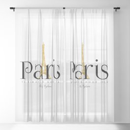 Paris is always a good idea - Audrey Hepburn - gold eiffel Sheer Curtain