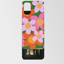 Cheerful Spring Flowers 70’s Retro Green on Yellow Android Card Case