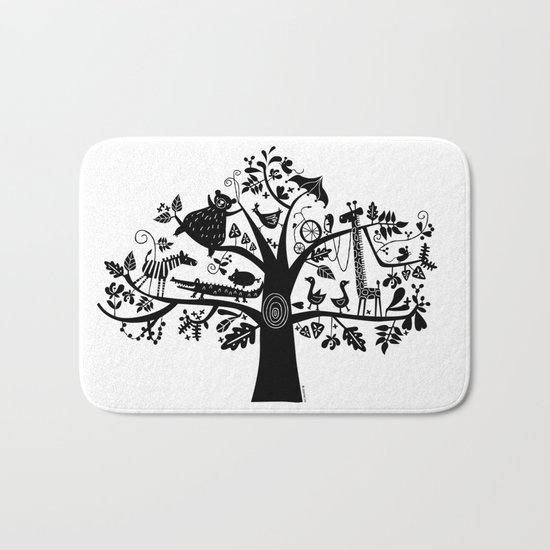 :) animals on tree Bath Mat