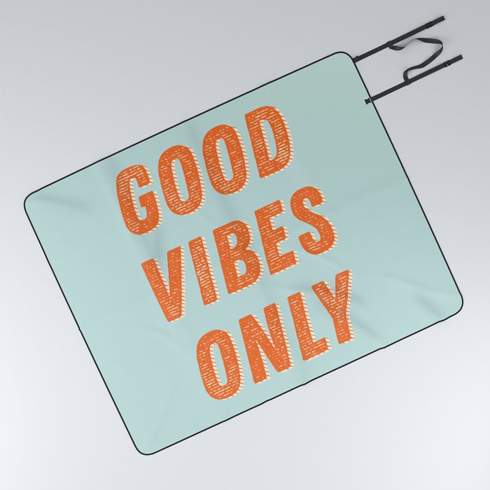 Good Vibes | Aqua and Orange Picnic Blanket