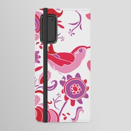 Kissing Birds with Hearts, Valentine's Day Pink and Red Android Wallet Case
