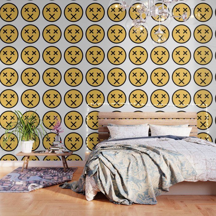 Smiley Face X Crossed Out Mouth And Eyes Wallpaper By Dogboo Society6