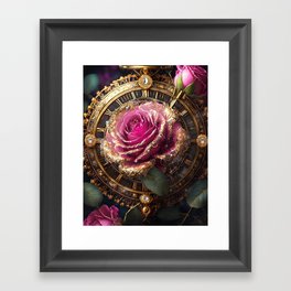 Pink roses with gold and diamonds Framed Art Print
