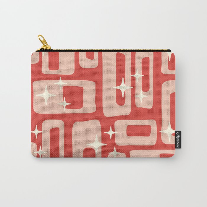 Retro Mid Century Modern Abstract Pattern 129 Red and Beige Carry-All Pouch