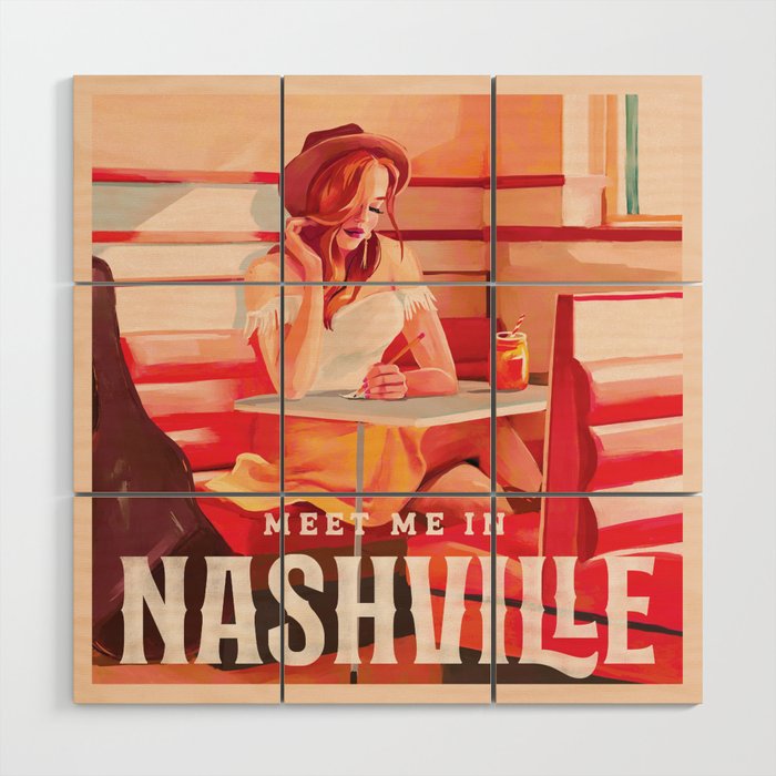 Meet Me In Nashville Vintage Travel Art Wood Wall Art