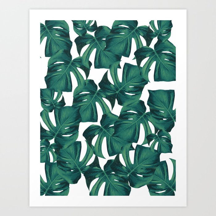 Tropical Monstera Leaves Pattern #2 #foliage #decor #art #society6 Art Print