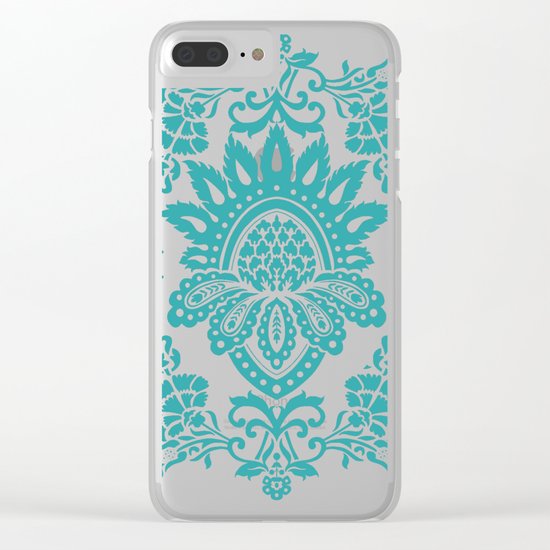 Damask in emerald Clear iPhone Case