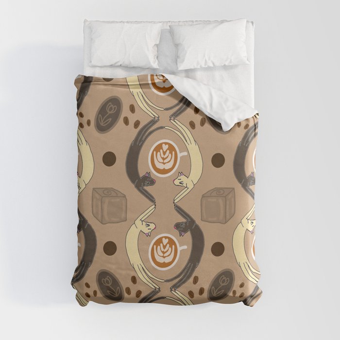 Coffee Cats Duvet Cover