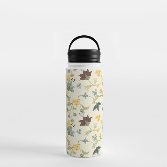 Folk Art Flowers (Cream) Water Bottle