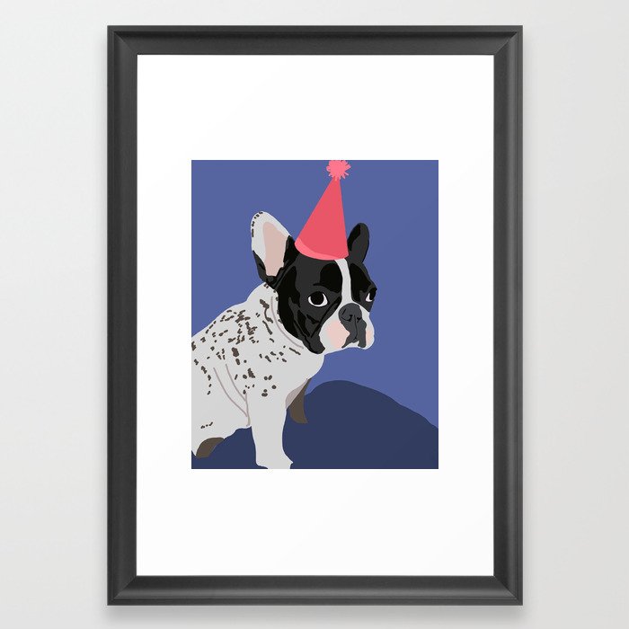 Birthday Bulldog Framed Art Print