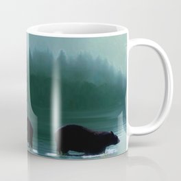Stepping Into The Moonlight - Black Bear and Moonlit Lake Coffee Mug