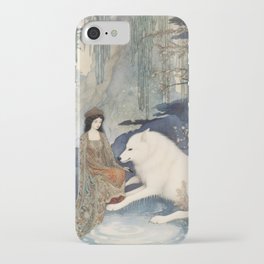 Girl and White Wolf iPhone Case