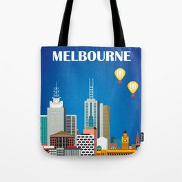 Melbourne, Australia - Skyline Illustration by Loose Petals Tote Bag