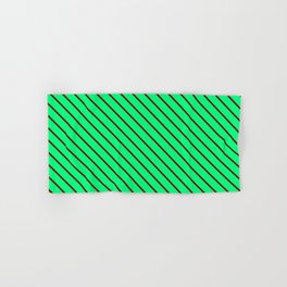 [ Thumbnail: Maroon & Green Colored Lines/Stripes Pattern Hand & Bath Towel ]