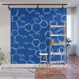 Chemistry chemical bond design pattern background blue Wall Mural