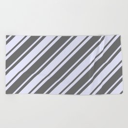 [ Thumbnail: Dim Grey and Lavender Colored Lines Pattern Beach Towel ]