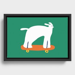 Poodle dog on skateboard Framed Canvas