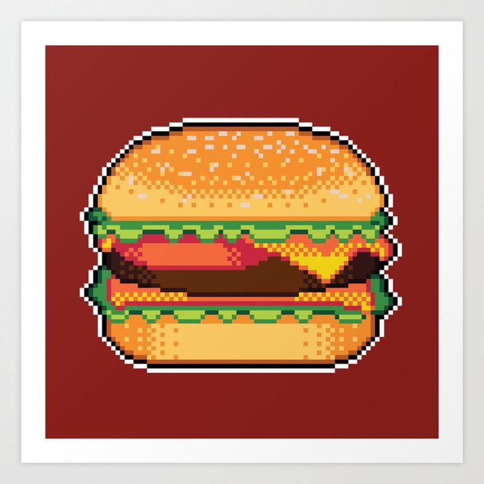 Pixel Burger Art Print by theskywaker