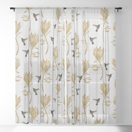 Hummingbird & Flower I Sheer Curtain