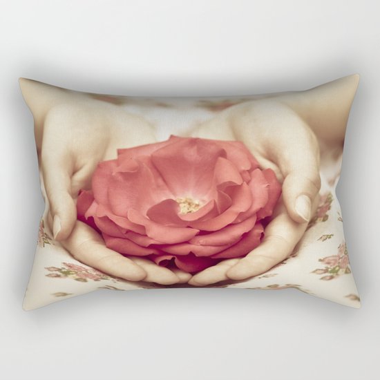 Rose in her hands II Rectangular Pillow