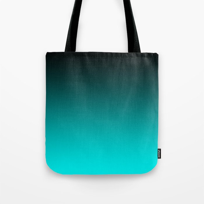Black Aqua Neon Nights Ombre Tote Bag