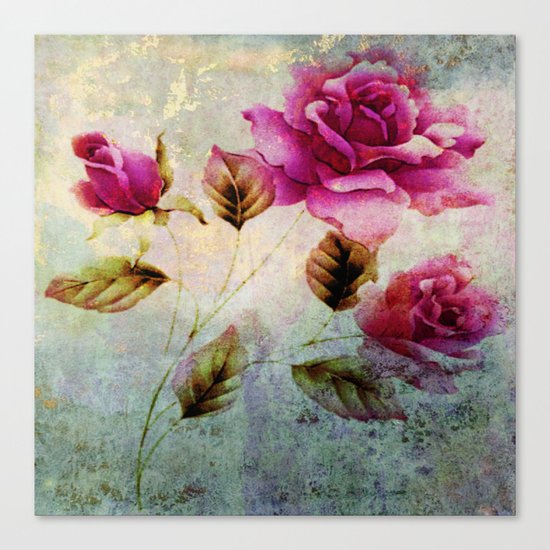 rosebush and textures Canvas Print