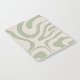 Liquid Swirl Abstract Pattern in Almond and Sage Green Notebook