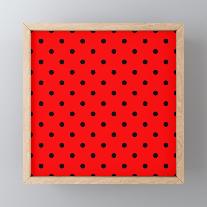 Purely Red - polka 5 Framed Mini Art Print