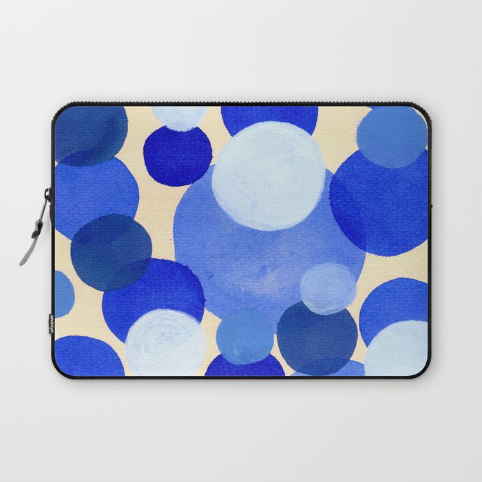 Colorful Blue White Watercolor Bubbles Laptop Sleeve