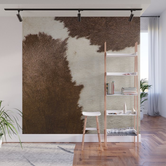 Cowhide, Cow Skin Print Pattern, Modern Cowhide Faux Leather Wall Mural