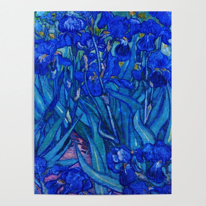 Van Gogh Irises in Indigo Poster