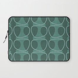 Mid Century Modern Abstract Ovals in Teal Tones Laptop Sleeve