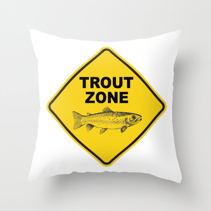 Trout Fishing Zone Throw Pillow