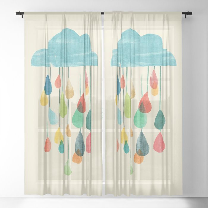 cloudy with a chance of rainbow Sheer Curtain