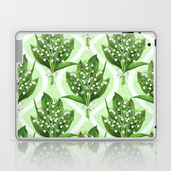 Bouquet of lilly of the valley flowers on green Laptop & iPad Skin