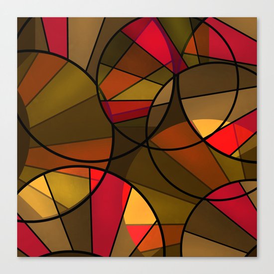 Red brown yellow black abstract pattern. Cycle . Canvas Print