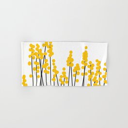Hello Spring! Yellow/Black Retro Plants on White #decor #society6 #buyart Hand & Bath Towel