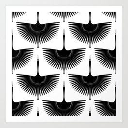 Flying crane seamless pattern Art Print