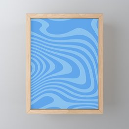Blue Color Zebra Line Pattern Framed Mini Art Print