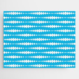 Turquoise and White Geometric Horizontal Striped Pattern Jigsaw Puzzle