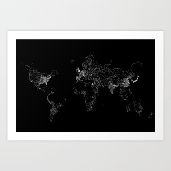 World map Lines Art Print