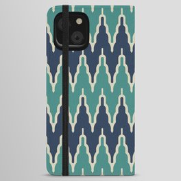 Chevron Pattern 534 Black and Turquoise iPhone Wallet Case