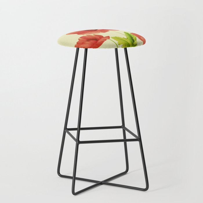 Red Poppies 3 Bar Stool