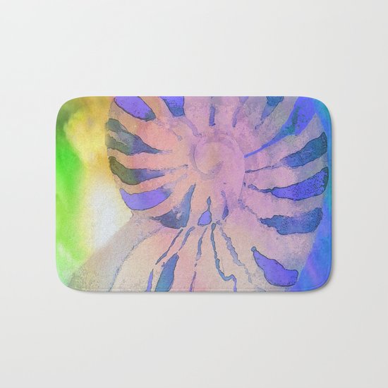 NAUTILUS SEA SHELL BLUE AND PURPLE IMPRESSIONS Bath Mat