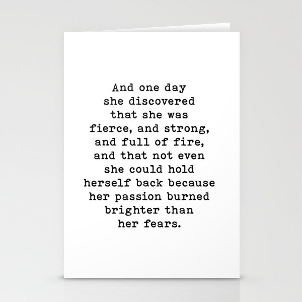 And One Day She Discovered That She Was Fierce And Strong, Motivational Quote Stationery Cards